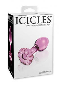 Pipedream Icicles - PLUG szklany przezroczysty KWIATEK fiolet