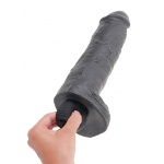 Pipedream King Cock - dildo z wytryskiem  + sztuczna sperma - czarne PVC - 28cm (11")