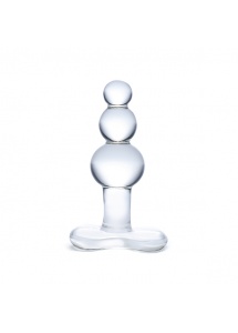 Plug kulkowy szklany - Glas Beaded Glass Butt Plug With Tapered Base  