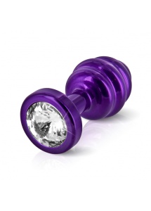 Prążkowany ozdobny plug analny - Diogol Ano Butt Plug Ribbed  Purple 25mm Fioletowy