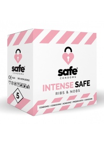 Prezerwatywy stymulujące - Safe Intense Safe Condoms Rib-Nop 5szt