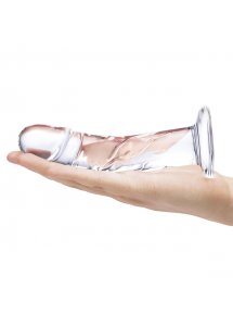 Realistyczne dildo z żyłami - Glass Curved Realistic Glass Dildo With Veins  