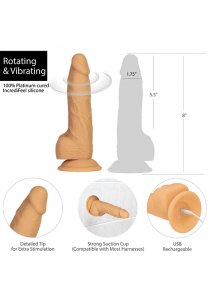 Realistyczny wibrator klasy premium z rotacją - Naked Addiction Rotating & Vibrating Dong with Remote Caramel 20 cm  