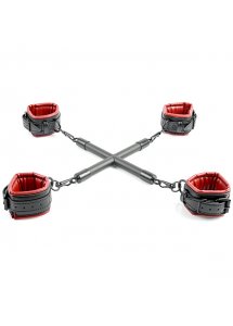 Rozpórka do krępowania w kołyskę i kajdanki zestaw BDSM - Sportsheets Saffron Hog Tie & Cuff Set  