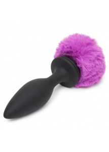 Wibrujący ozdobny korek analny - Happy Rabbit Rechargeable Vibrating Butt Plug Black & Purple L