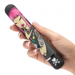 Ozdobiony wibrator klasyczny - Tokidoki Classic Vibrator  Black Pink Lipstick Woman