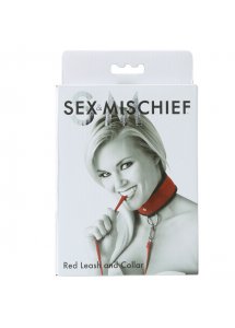 Zestaw smycz i obroża - Sportsheets Sex & Mischief Leash & Collar Czerwony