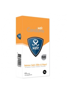 Prezerwatywy stymulujące - Safe Intense Safe Condoms Rib-Nop 10szt