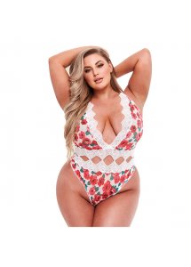 Body w kwiatach i koronce - Baci White Floral & Lace Teddy   Queen Size