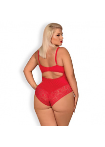 Body z otwartym krokiem - Obsessive Jolierose Teddy Red XXL