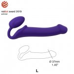 Dildo dwustronne do strap-on pegging i punkt G - Strap-On-Me Semi-Realistic Bendable Strap-On L Fioletowy