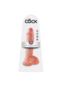 Dildo realistyczne z przyssawką - King Cock Cock 10 Inch with Balls Flesh - 25 cm