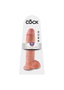 Dildo realistyczne z przyssawką - King Cock Cock 11 Inch with Balls Flesh - 28 cm
