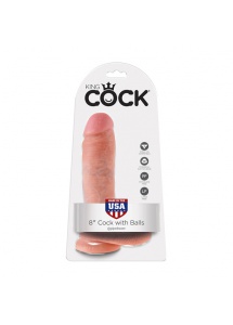 Grube dildo realistyczne z przyssawką - King Cock Cock 8 Inch with Balls Flesh - 21 cm