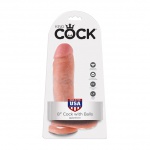 Grube dildo realistyczne z przyssawką - King Cock Cock 8 Inch with Balls Flesh - 21 cm