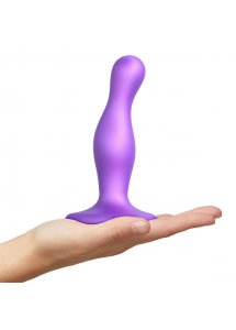 Dildo strap-on do punktu G i prostaty - Strap-On-Me Dildo Plug Curvy Metallic Purple S  