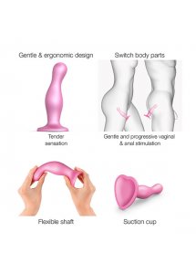 Dildo strap-on do punktu G i prostaty - Strap-On-Me Dildo Plug Curvy Sugar Pink S