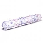 Duże dildo szklane z wypustkami - Glas Purple Rose Nubby Dildo
