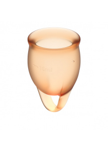 Dwa kubki menstruacyjne silikonowe - Satisfyer Feel Confident Menstrual Cup Set   Pomarańczowy
