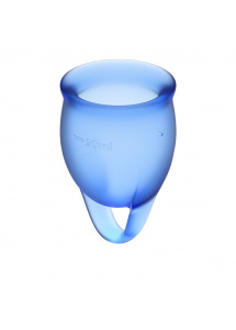 Dwa kubki menstruacyjne silikonowe - Satisfyer Feel Confident Menstrual Cup Set   Ciemny niebieski
