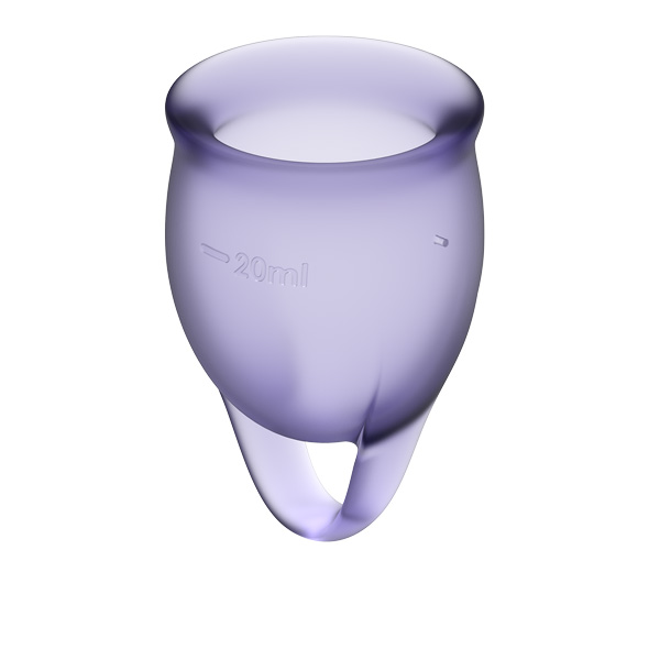 Dwa kubki menstruacyjne silikonowe - Satisfyer Feel Confident Menstrual Cup Set   Fioletowy