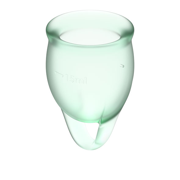 Dwa kubki menstruacyjne silikonowe - Satisfyer Feel Confident Menstrual Cup Set   Jasny zielony