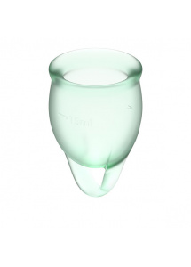Dwa kubki menstruacyjne silikonowe - Satisfyer Feel Confident Menstrual Cup Set   Jasny zielony