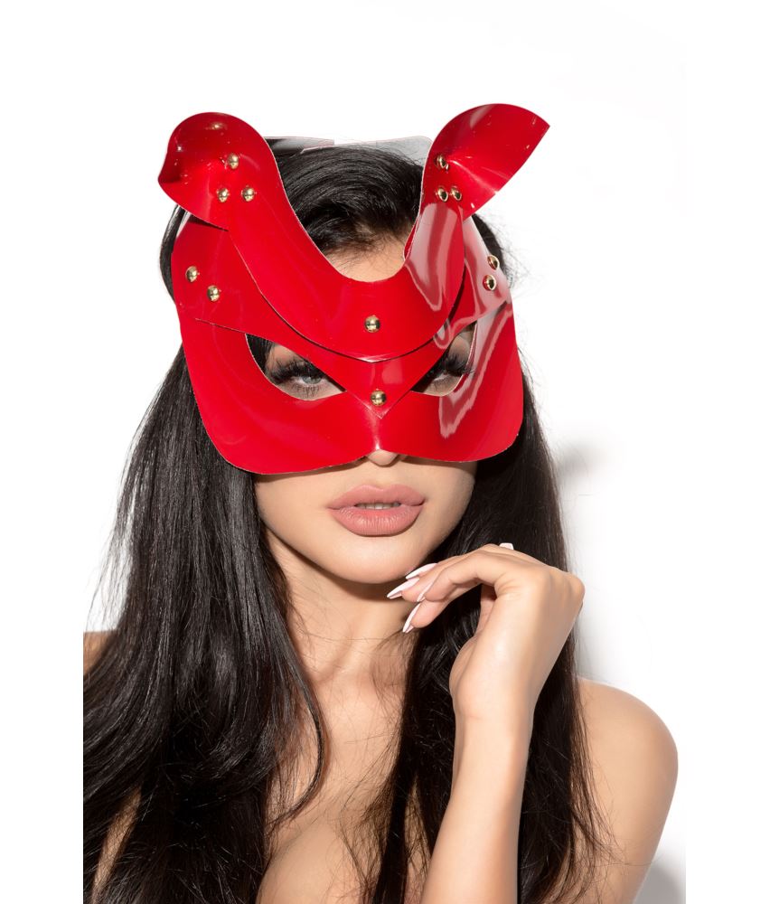 Błyszcząca Maska Z Uszkami MK 12 - Me Seduce Czerwony