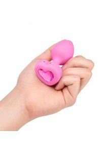 BVibe - Wibrujący Korek Analny Z Pilotem Różowy Heart Plug S/M