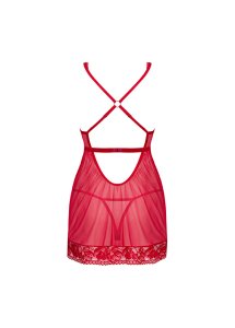Obsessive - Seksowna Koszulka Nocna + Stringi Lacelove Czerwone