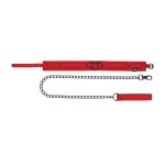 Sportsheets - Obroża Na Szyję Ze Smyczą Na Łańcuszku I Rączką Czerwona