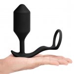 Wibrujący korek analny z pierścieniem na penisa - B-Vibe Vibrating Snug & Tug XL