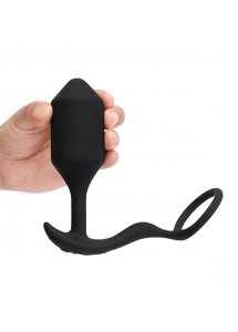 Wibrujący korek analny z pierścieniem na penisa - B-Vibe Vibrating Snug & Tug XL