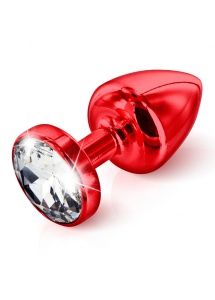 Zdobiony plug analny - Diogol Anni Butt Plug Round Red 35 mm Okrągły Czerwony