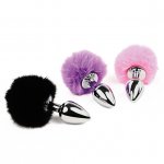Korek analny metalowy ogonek - FeelzToys Bunny Tails Butt Plug   Czarny