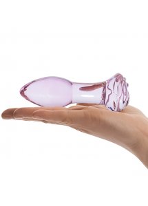 Korek analny szklany z różą - Glas Rosebud Glass Butt Plug  