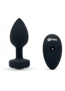 Korek analny wibrujący z klejnotem - B-Vibe Vibrating Jewel Plug M/L Czarny