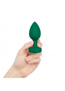 Korek analny wibrujący z klejnotem - B-Vibe Vibrating Jewel Plug M/L Zielony