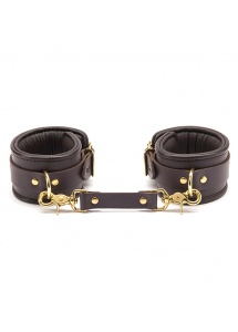 Luksusowe kajdanki na nogi skórzane - Coco de Mer Leather Ankle Cuffs Brown  