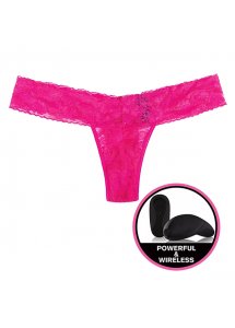 Majteczki wibrujące - Secrets Vibrating Panties Lace Thong Różowy S/M