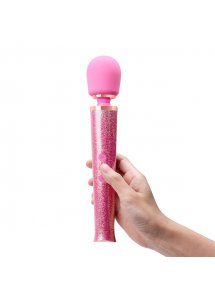 Masażer różdżka błyszczący brokatem - Le Wand Petite All That Glimmers Rechargeable Vibrating Massager Różowy
