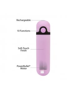 Mini wibrator ładowany - PowerBullet Rechargeable Vibrating Bullet 10 Function   Fioletowy