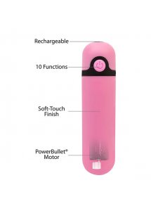 Mini wibrator ładowany - PowerBullet Rechargeable Vibrating Bullet 10 Function   Różowy