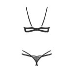 OBSESSIVE - 2-CZĘŚCIOWY KOMPLET Z ODKRYTYM KROKIEM NUTRIS CZARNY XS/S