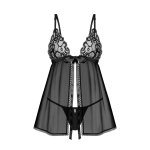 OBSESSIVE - SUKIENKA BABYDOLL & STRINGI BLOMENTIS  CZARNY XS/S