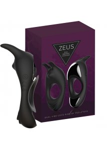 Pierścień na penisa dwa silniki- FeelzToys Zeus Dual Vibe Cock Ring Black  