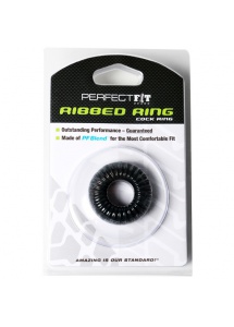 Pierścień na penisa - Perfect Fit Ribbed Ring czarny