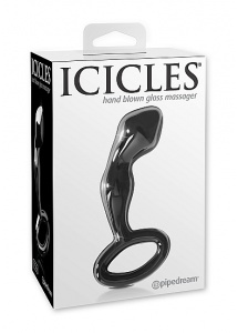 Pipedream Icicles - Plug Dildo szklany No. 46 czarny wygięty 11 cm 