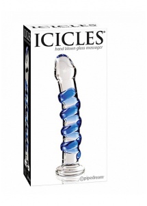 Pipedream Icicles - Plug Dildo szklany No. 5 przezroczysty prążek 17,5 cm
