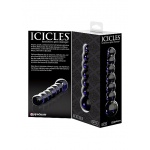 Pipedream Icicles - Plug Dildo szklany No. 51 czarny prążek 15,5 cm